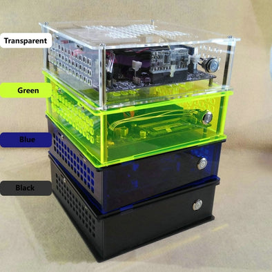 Simple ITX transparent mini chassis industrial 17*17cm motherboard case with 84W Power Supply desktop computer HTPC