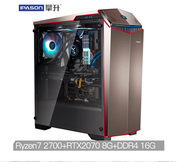 IPASON P89 AMD R7 2700/RTX2070 8G/16G RAM/256G water-cooled game Desktop assembly computer/Gaming PC