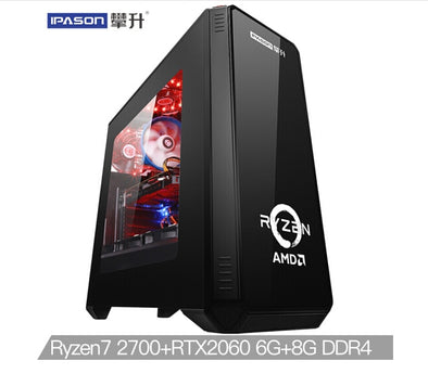 IPASON Game Desktop P88 AMD R7 2700/RTX2060 6G/8G DDR4/240G SSD Water Cooling Assembly Computer Gaming PC